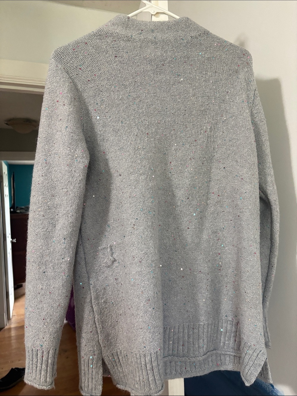Women's Grey Sparkle Knit Cardigan Sweater